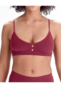 Seamfree Eco-Wear Rib Button Bra - Terracotta