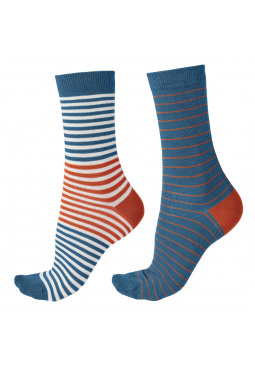 Stripe Bamboo Socks 2 Pair Pack - Teal Mix