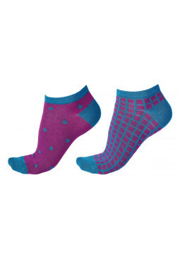 Grid Bamboo Liners 2 Pair Pack - Purple Mix