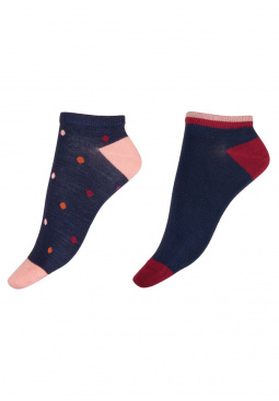 Dotty Bamboo Liners 2 Pair Pack - Blue Mix
