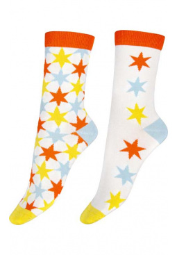 Star Bamboo Socks 2 Pair Pack - White Mix