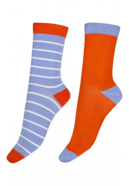 Cornflower Stripe Bamboo Socks 2 Pair Pack - Blue Mix