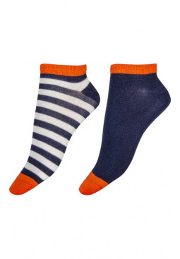 Stripe Bamboo Liners 2 Pair Pack - Navy Mix