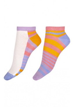 Bright Stripe Bamboo Liners 2 Pair Pack - Lilac Mix