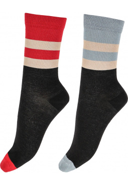 Top Stripe Bamboo Socks 2 Pair Pack - Black Mix