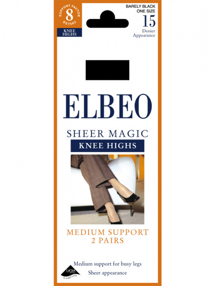 Elbeo 15 Denier Sheer Magic Knee Highs 2 Pair Pack - Barely Black