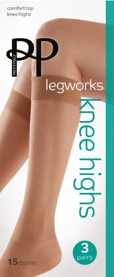 Legworks 15 Denier Comfort Top Knee Highs 3 Pair Pack - Nude