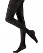 Knitted Opaques Small Diamond Flower Tights - Black