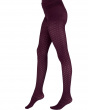 Knitted Opaques Small Diamond Flower Tights - Burgundy