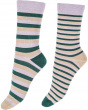 Wide Stripe Bamboo Socks 2 Pair Pack - White Mix