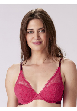 Delicate Lace Underwired T-shirt Bra - Watermelon