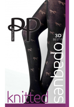 Knitted Opaques Bow Pattern Tights - Black from Pretty Polly