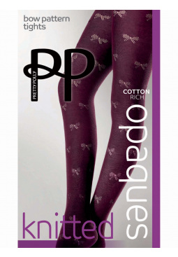 Knitted Opaques Bow Pattern Tights - Burgundy From Pretty Polly