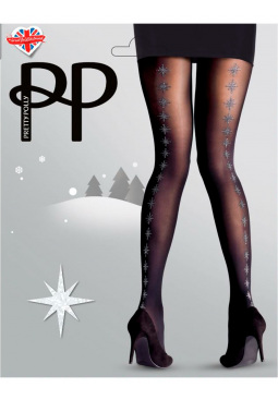 Sparkly Star Back Seam Tights - Black Mix