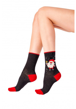 Christmas Santa Socks - Black Mix
