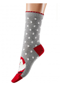 Christmas Santa Socks - Grey Mix