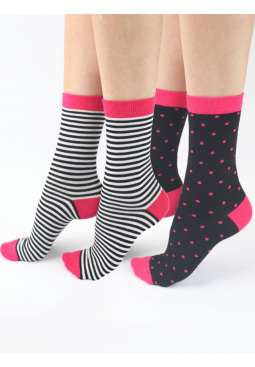 Spot Stripe Mix Bamboo Socks 2 Pair Pack