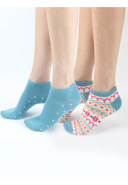 Spot Fairisle Mix Bamboo Trainer Liners 2 Pair Pack