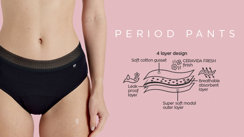 Full Protection Menstrual Panties Heavy Flow Briefs 4-layer